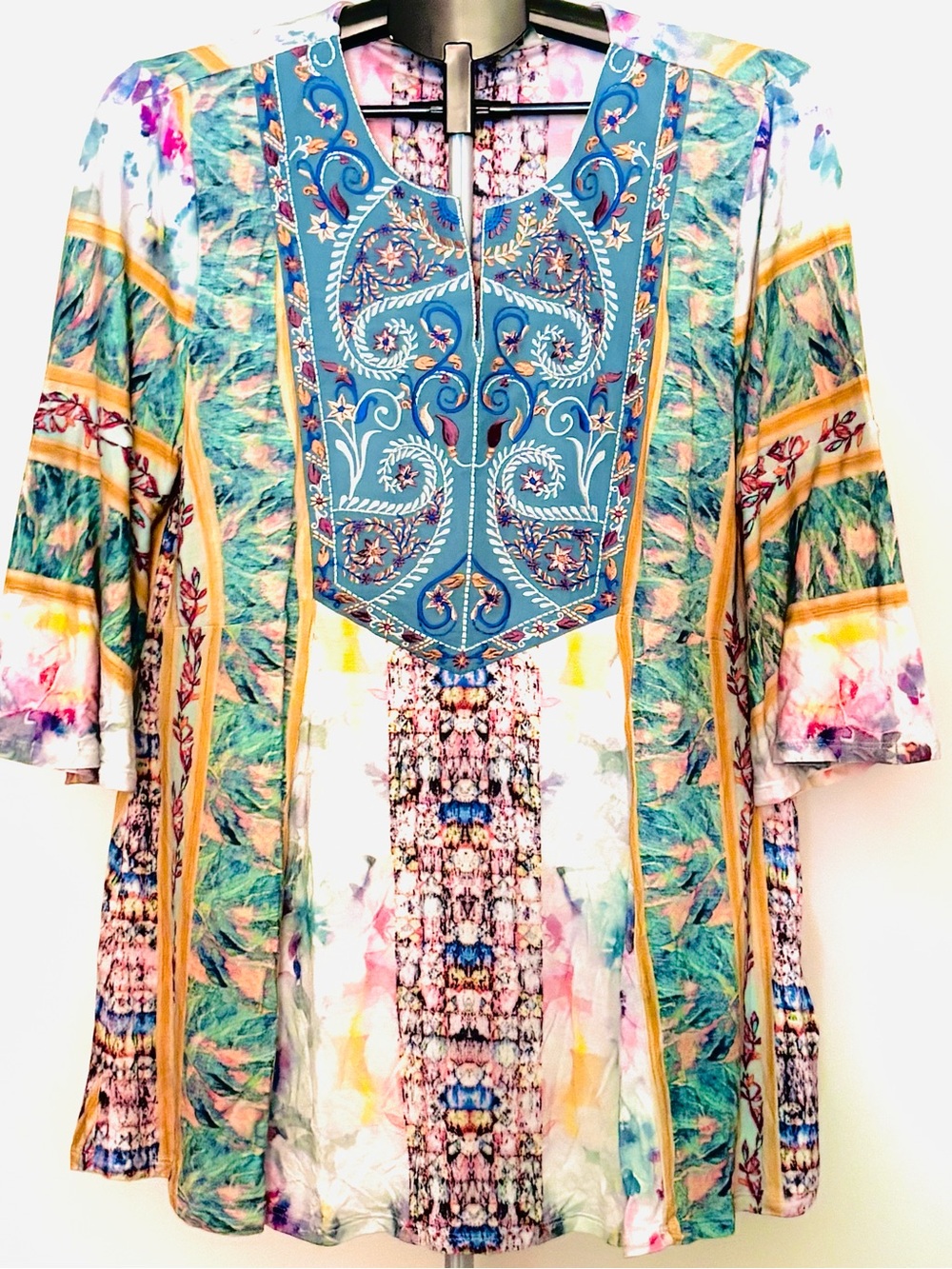 Soft Surroundings Multicolor Floral Mosaic Tunic petite XL
